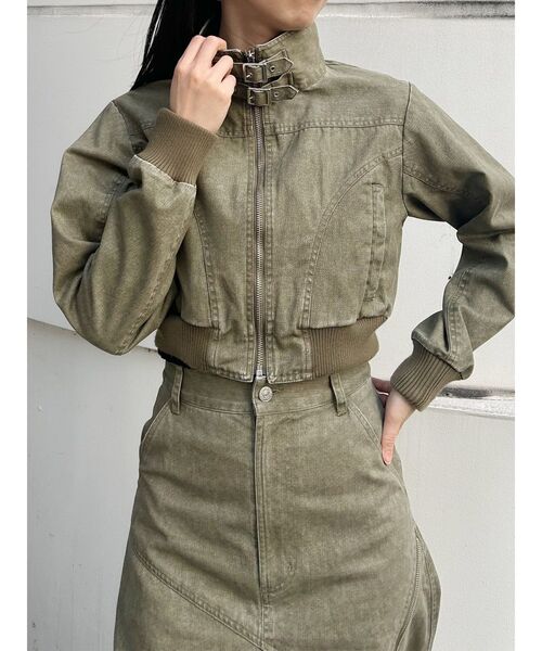 MURUA（ムルーア）の「【セットアップ対応】ウォッシュスタンドネックショートブルゾン（ブルゾン・レディース・グレー/カーキ・FREE）」の10枚目の写真