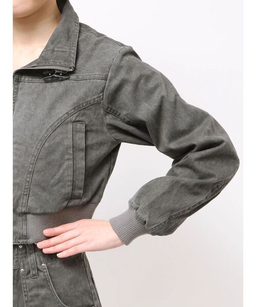 MURUA（ムルーア）の「【セットアップ対応】ウォッシュスタンドネックショートブルゾン（ブルゾン・レディース・グレー/カーキ・FREE）」の20枚目の写真