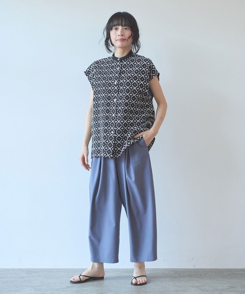yuni（ユニ　）の「単色刺繍 french sleevesブラウス（シャツ/ブラウス・レディース・ブラック/ベージュ/グリーン・FREE）」の4枚目の写真