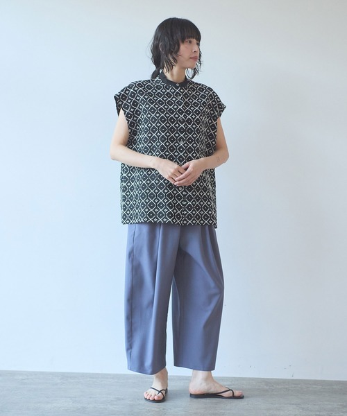 yuni（ユニ　）の「単色刺繍 french sleevesブラウス（シャツ/ブラウス・レディース・ブラック/ベージュ/グリーン・FREE）」の5枚目の写真