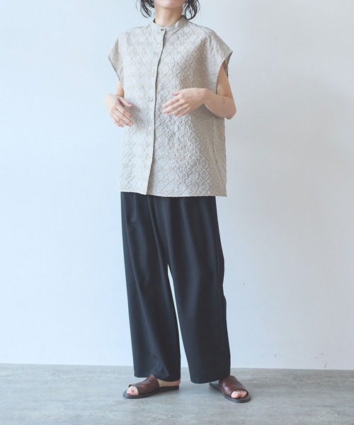 yuni（ユニ　）の「単色刺繍 french sleevesブラウス（シャツ/ブラウス・レディース・ブラック/ベージュ/グリーン・FREE）」の9枚目の写真