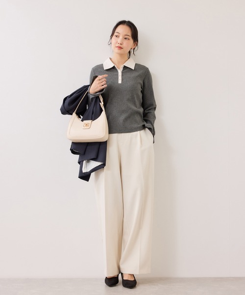 VIS（ビス）の「バイカラーポロ襟カットソー/イージーケア（Tシャツ/カットソー・レディース・グレー/ブラック/ホワイト系その他5・FREE）」の16枚目の写真