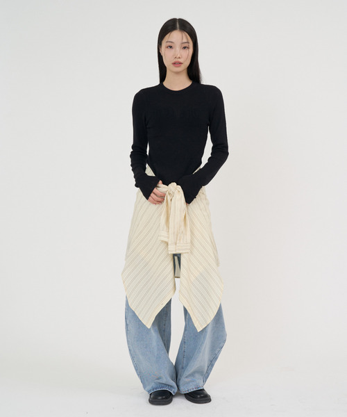 NUJOH（ヌゾ）の「Soft Line Oversized Shirt / ソフトラインオーバーサイズシャツ（シャツ/ブラウス・レディース・ホワイト/グリーン/イエロー/ブルー・FREE）」の13枚目の写真