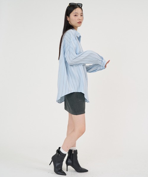 NUJOH（ヌゾ）の「Soft Line Oversized Shirt / ソフトラインオーバーサイズシャツ（シャツ/ブラウス・レディース・ホワイト/グリーン/イエロー/ブルー・FREE）」の20枚目の写真