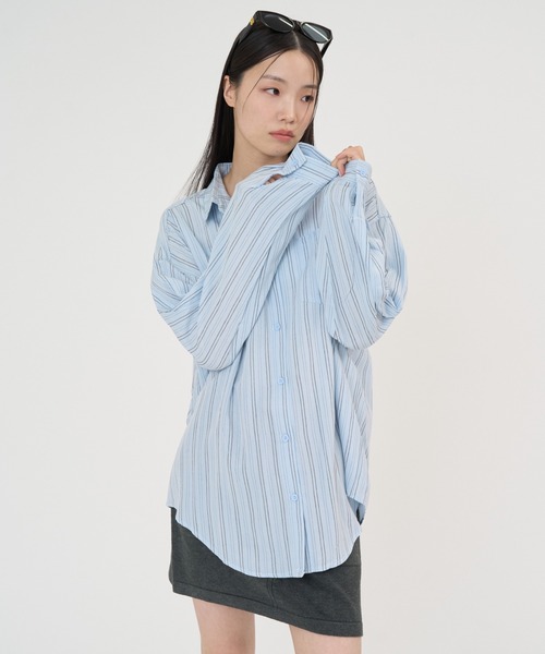 NUJOH（ヌゾ）の「Soft Line Oversized Shirt / ソフトラインオーバーサイズシャツ（シャツ/ブラウス・レディース・ホワイト/グリーン/イエロー/ブルー・FREE）」の15枚目の写真