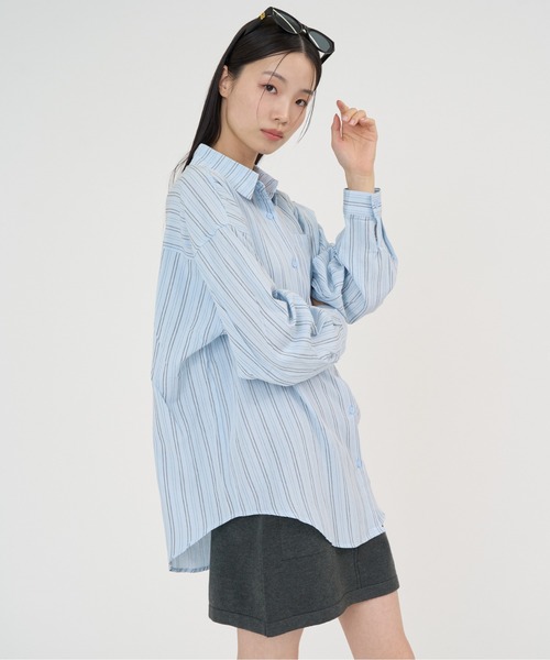NUJOH（ヌゾ）の「Soft Line Oversized Shirt / ソフトラインオーバーサイズシャツ（シャツ/ブラウス・レディース・ホワイト/グリーン/イエロー/ブルー・FREE）」の17枚目の写真