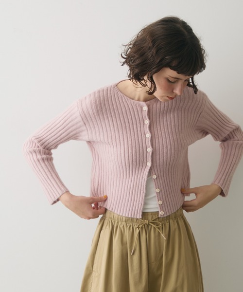 rib short knit cardigan / リブショートニットカーディガン