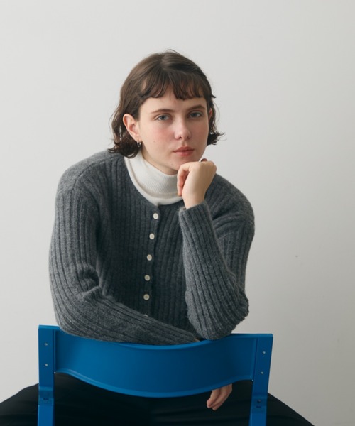 pois compact rib cardigan ポワ　リブカーディガン rib short knit cardigan / リブショートニットカーディガン