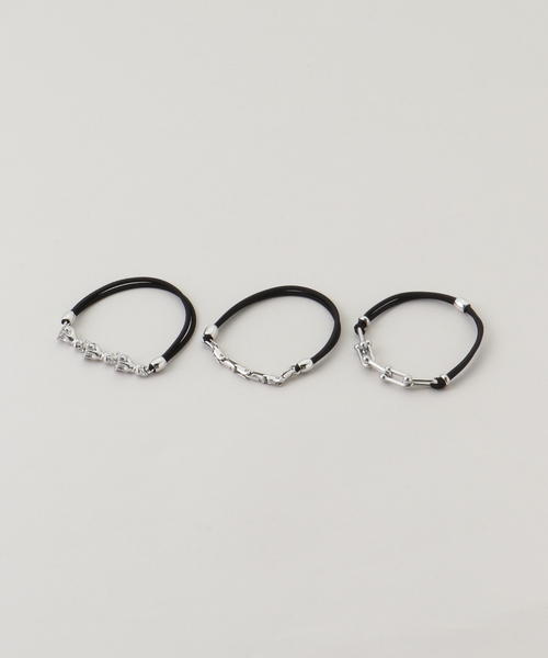 セール】【heyep/ヘイップ】 Cat&Meral Parts Hair Ties 3 Piece