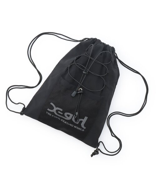 X-girl Stages（エックスガールステージス）の「ロゴ メッシュナップサック（バックパック/リュック・キッズ・ブラック/グリーン系その他/ラベンダー・F）」の2枚目の写真