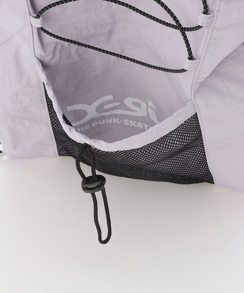 X-girl Stages（エックスガールステージス）の「ロゴ メッシュナップサック（バックパック/リュック・キッズ・ブラック/グリーン系その他/ラベンダー・F）」の8枚目の写真