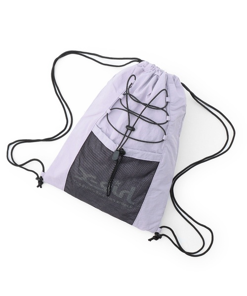 X-girl Stages(エックスガールステージス)の「ロゴ メッシュナップサック(バックパック/リュック・キッズ・ラベンダー/グリーン系その他/ブラック・F)」の6枚目の写真