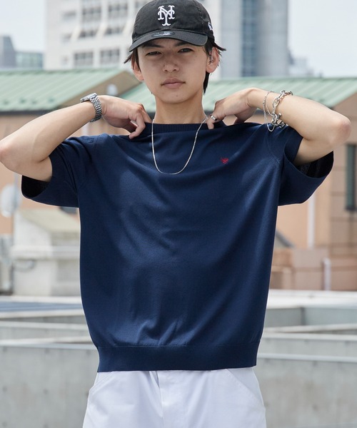 U.S. POLO ASSN.(ユーエスポロアッスン)の「U.S. POLO ASSN./ユーエスポロアッスン 半袖クルーネックニット 接触冷感 秋 秋服 2026年秋冬(Tシャツ/カットソー・メンズ・オフホワイト/ネイビー/ブラック・M/L/LL)」の3枚目の写真