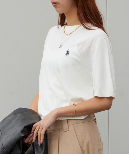 U.S. POLO ASSN.(ユーエスポロアッスン)の「U.S. POLO ASSN./ユーエスポロアッスン 半袖クルーネックニット 接触冷感 秋 秋服 2026年秋冬(Tシャツ/カットソー・メンズ・オフホワイト/ネイビー/ブラック・M/L/LL)」の6枚目の写真