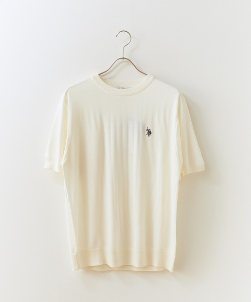 U.S. POLO ASSN.(ユーエスポロアッスン)の「U.S. POLO ASSN./ユーエスポロアッスン 半袖クルーネックニット 接触冷感 秋 秋服 2026年秋冬(Tシャツ/カットソー・メンズ・オフホワイト/ネイビー/ブラック・M/L/LL)」の4枚目の写真