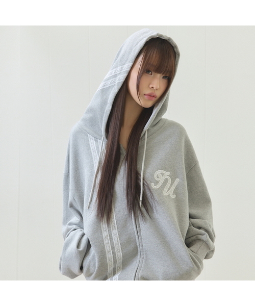 セール】EL LACE HOOD ZIP UP(GRAY)（パーカー）｜LUVISTRUE（ラヴイズ