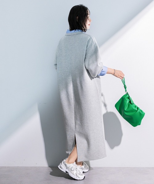 Green　Parks（グリーンパークス）の「ポロ衿ハーフZIPカットワンピース（ワンピース・レディース・チャコールグレー/アイボリー/杢グレー・FREE）」の21枚目の写真