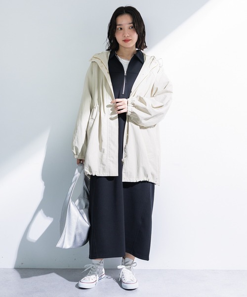 Green　Parks（グリーンパークス）の「ポロ衿ハーフZIPカットワンピース（ワンピース・レディース・チャコールグレー/アイボリー/杢グレー・FREE）」の5枚目の写真