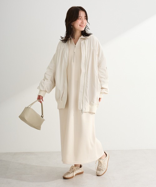 Green　Parks（グリーンパークス）の「ポロ衿ハーフZIPカットワンピース（ワンピース・レディース・チャコールグレー/アイボリー/杢グレー・FREE）」の6枚目の写真