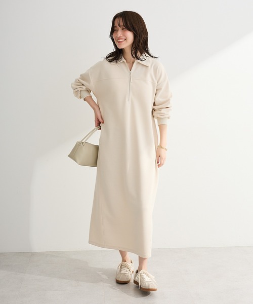 Green　Parks（グリーンパークス）の「ポロ衿ハーフZIPカットワンピース（ワンピース・レディース・チャコールグレー/アイボリー/杢グレー・FREE）」の7枚目の写真