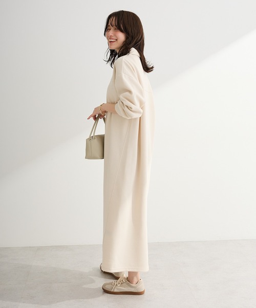 Green　Parks（グリーンパークス）の「ポロ衿ハーフZIPカットワンピース（ワンピース・レディース・チャコールグレー/アイボリー/杢グレー・FREE）」の9枚目の写真