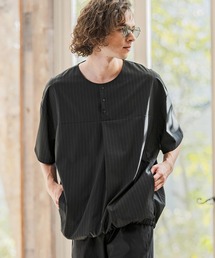 CAMBIO(�J���r�I)��mt10261-Classic Pinstripe Hem Shirring Short Sleeve Pullover �v���I�[�o�[(S67726cmb)(T�V���c/�J�b�g�\�[)
