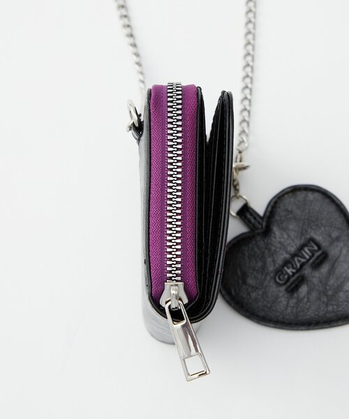 GRAIN（グレイン）の「【GRAIN/グレイン】二つ折りハートチャーム付き２WAYウォレット（財布・レディース・シルバー/ブラック/ボルドー・FREE）」の4枚目の写真