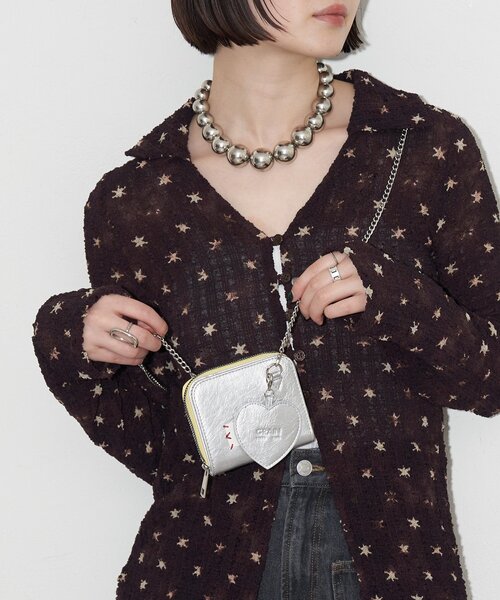 GRAIN（グレイン）の「【GRAIN/グレイン】二つ折りハートチャーム付き２WAYウォレット（財布・レディース・シルバー/ブラック/ボルドー・FREE）」の12枚目の写真