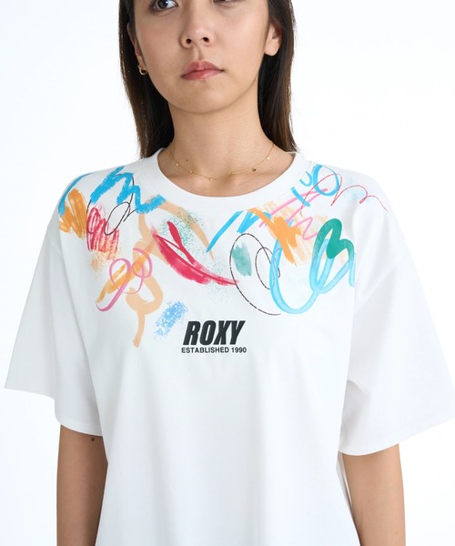ROXY（ロキシー）の「ROXY ウィメンズ FITNESS FEEL THE SPARK S/S T Tシャツ 【2026年春夏モデル】/ロキシーUVカット速乾半袖Tシャツ（Tシャツ/カットソー・レディース・ブラック/グレー/ホワイト・MEDIUM/LARGE/SMALL）」の9枚目の写真
