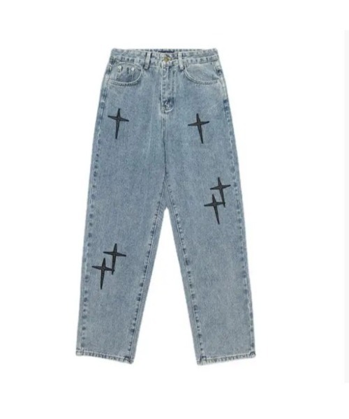 COMON＋（コモンプラス）の「クロスモチーフ ワイドシルエット ルーズフィットデニムパンツ（デニムパンツ・メンズ・ライトインディゴブルー・XXL/XL/L）」の17枚目の写真