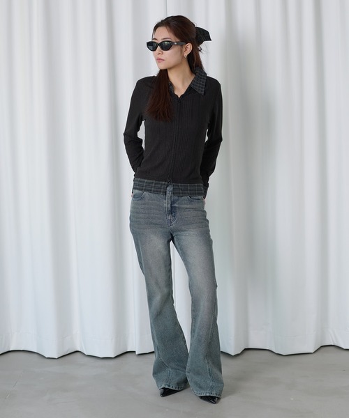 sedacle girl(セダクルガール)の「ラメレイヤードチェックシャツ(シャツ/ブラウス・レディース・ブラック/グレー・MEDIUM/SMALL)」の12枚目の写真