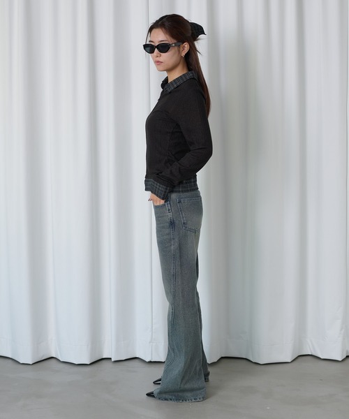 sedacle girl(セダクルガール)の「ラメレイヤードチェックシャツ(シャツ/ブラウス・レディース・ブラック/グレー・MEDIUM/SMALL)」の13枚目の写真