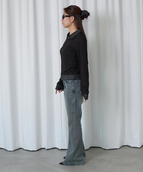 sedacle girl(セダクルガール)の「ラメレイヤードチェックシャツ(シャツ/ブラウス・レディース・ブラック/グレー・MEDIUM/SMALL)」の14枚目の写真