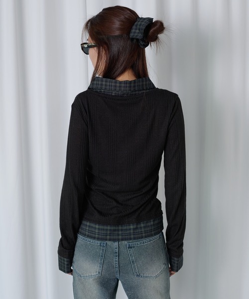 sedacle girl(セダクルガール)の「ラメレイヤードチェックシャツ(シャツ/ブラウス・レディース・ブラック/グレー・MEDIUM/SMALL)」の8枚目の写真