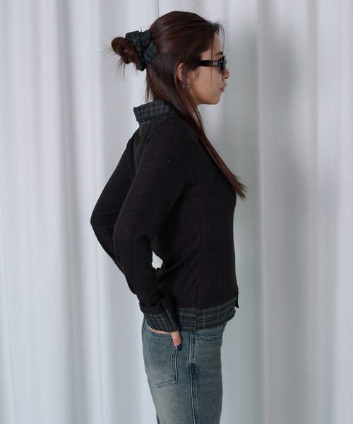 sedacle girl(セダクルガール)の「ラメレイヤードチェックシャツ(シャツ/ブラウス・レディース・ブラック/グレー・MEDIUM/SMALL)」の9枚目の写真