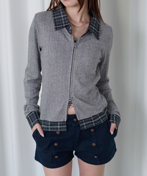 sedacle girl(セダクルガール)の「ラメレイヤードチェックシャツ(シャツ/ブラウス・レディース・ブラック/グレー・MEDIUM/SMALL)」の17枚目の写真