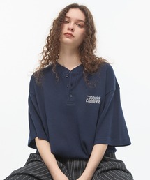 CODDERR（コーダー）の「【CODDERR】ロゴ刺繍 ドローコード ヘンリーネック サーマル半袖Tシャツ（Tシャツ/カットソー）」