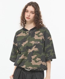 CODDERR（コーダー）の「【CODDERR】ロゴ刺繍 ドローコード ヘンリーネック サーマル半袖Tシャツ（Tシャツ/カットソー）」