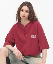 CODDERR（コーダー）の「【CODDERR】ロゴ刺繍 ドローコード ヘンリーネック ワッフル半袖Tシャツ（Tシャツ/カットソー）」