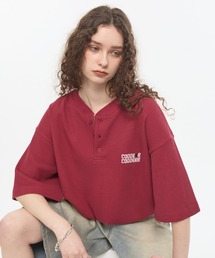 CODDERR（コーダー）の「【CODDERR】ロゴ刺繍 ドローコード ヘンリーネック ワッフル半袖Tシャツ（Tシャツ/カットソー）」
