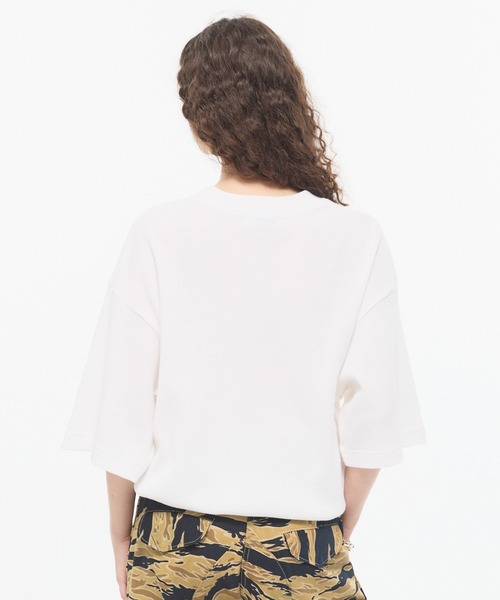 CODDERR(コーダー)の「【CODDERR】ロゴ刺繍 ドローコード ヘンリーネック ワッフル半袖Tシャツ(Tシャツ/カットソー・メンズ・ブラウン/ネイビー/カモフラージュ/ブラック/グレー/オフホワイト/レッド・L/M)」の13枚目の写真