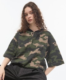 CODDERR（コーダー）の「【CODDERR】ロゴ刺繍 ドローコード ヘンリーネック サーマル半袖Tシャツ（Tシャツ/カットソー）」