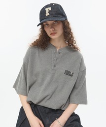 CODDERR（コーダー）の「【CODDERR】ロゴ刺繍 ドローコード ヘンリーネック サーマル半袖Tシャツ（Tシャツ/カットソー）」