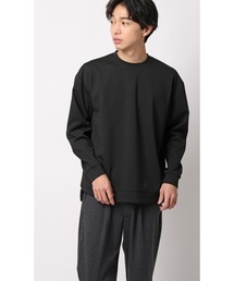 AOYAMA（アオヤマ）の「ゼロプレッシャーポンチクルーネックＴシャツ【長袖】<ハリと伸縮性、上品な光沢が特徴のポンチニット>（Tシャツ/カットソー）」