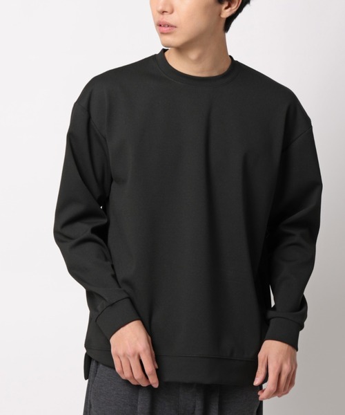 AOYAMA（アオヤマ）の「ゼロプレッシャーポンチクルーネックＴシャツ【長袖】<ハリと伸縮性、上品な光沢が特徴のポンチニット>（Tシャツ/カットソー・メンズ・ブラック/ホワイト・LL/L/M/S）」の2枚目の写真