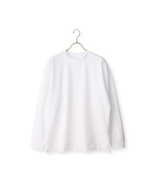 AOYAMA（アオヤマ）の「ゼロプレッシャーポンチクルーネックＴシャツ【長袖】<ハリと伸縮性、上品な光沢が特徴のポンチニット>（Tシャツ/カットソー・メンズ・ブラック/ホワイト・LL/L/M/S）」の5枚目の写真