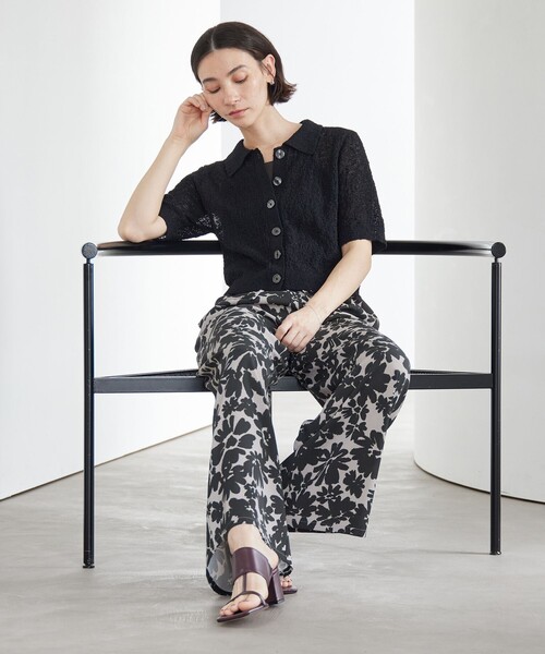 BEAUTY&YOUTH UNITED ARROWS（ビューティーアンドユースユナイテッドアローズ）の「ノットヤーンニット ハーフスリーブ シャツ カーディガン ウォッシャブル（カーディガン/ボレロ・レディース・オフホワイト/ライトブルー/ブラック・FREE）」の7枚目の写真