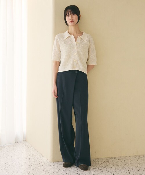 BEAUTY&YOUTH UNITED ARROWS（ビューティーアンドユースユナイテッドアローズ）の「ノットヤーンニット ハーフスリーブ シャツ カーディガン ウォッシャブル（カーディガン/ボレロ・レディース・オフホワイト/ライトブルー/ブラック・FREE）」の9枚目の写真