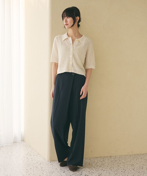 BEAUTY&YOUTH UNITED ARROWS（ビューティーアンドユースユナイテッドアローズ）の「ノットヤーンニット ハーフスリーブ シャツ カーディガン ウォッシャブル（カーディガン/ボレロ・レディース・オフホワイト/ライトブルー/ブラック・FREE）」の10枚目の写真