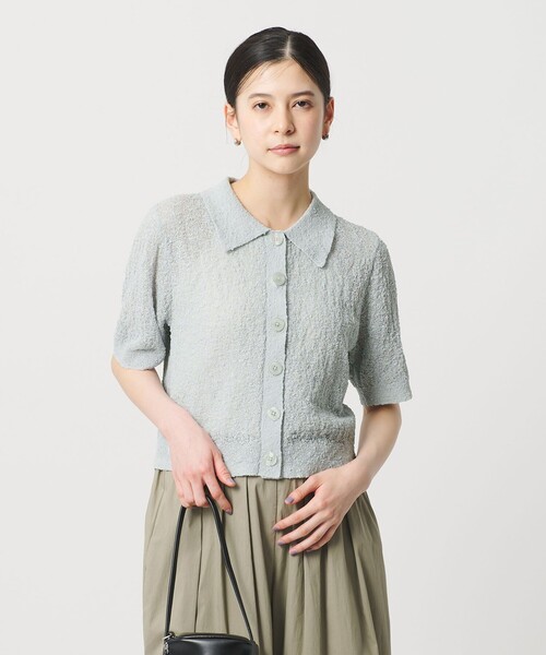 BEAUTY&YOUTH UNITED ARROWS（ビューティーアンドユースユナイテッドアローズ）の「ノットヤーンニット ハーフスリーブ シャツ カーディガン ウォッシャブル（カーディガン/ボレロ・レディース・オフホワイト/ライトブルー/ブラック・FREE）」の11枚目の写真